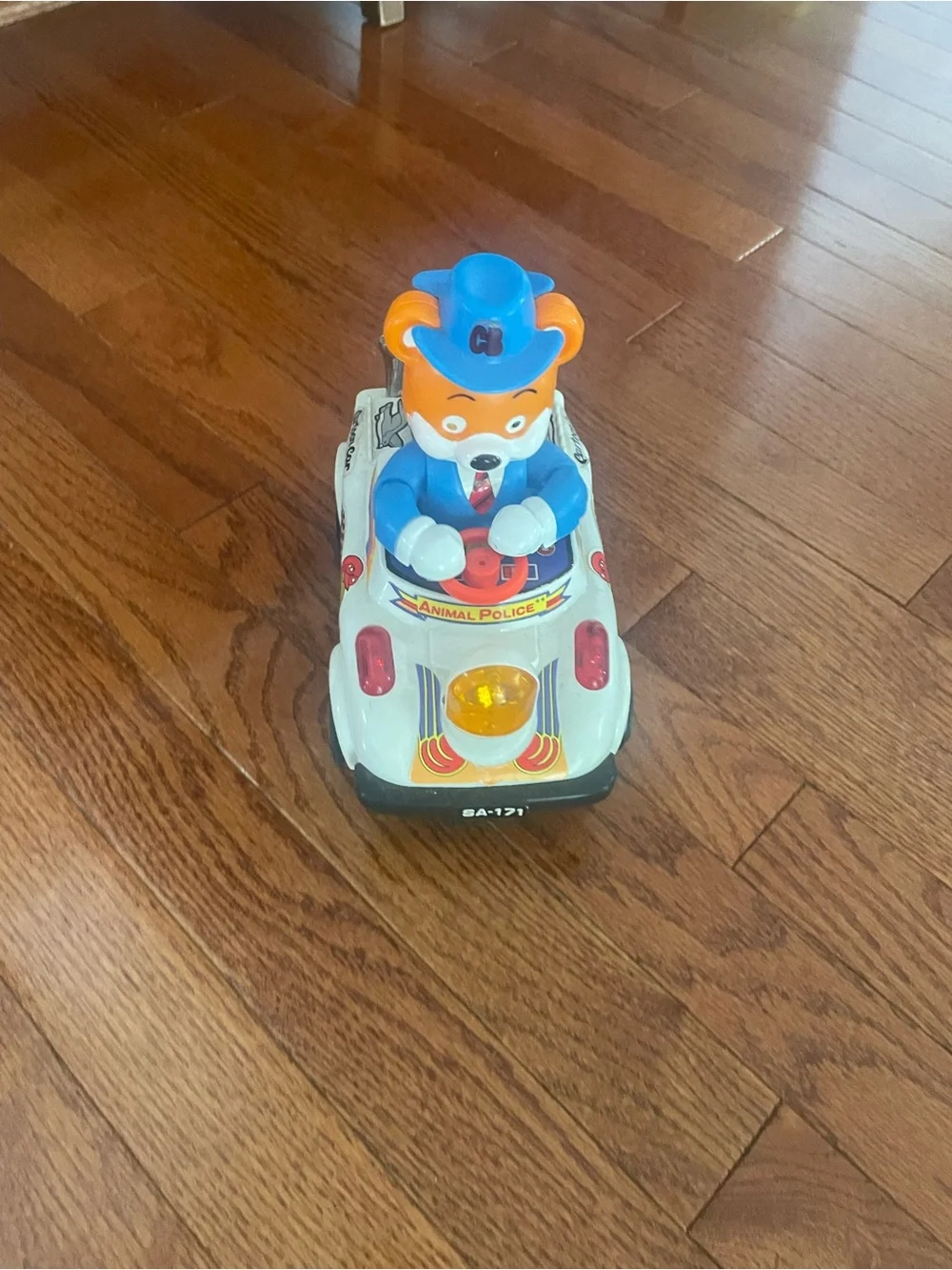 Vintage Cartoon Car Animal Police w/ Bear Plastic Battery Operated Toy W/ Box